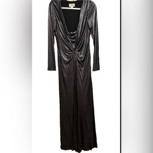 Temperley London Goddess Liquid Metal Twist Maxi Dress Jersey Gown UK 12 US 8